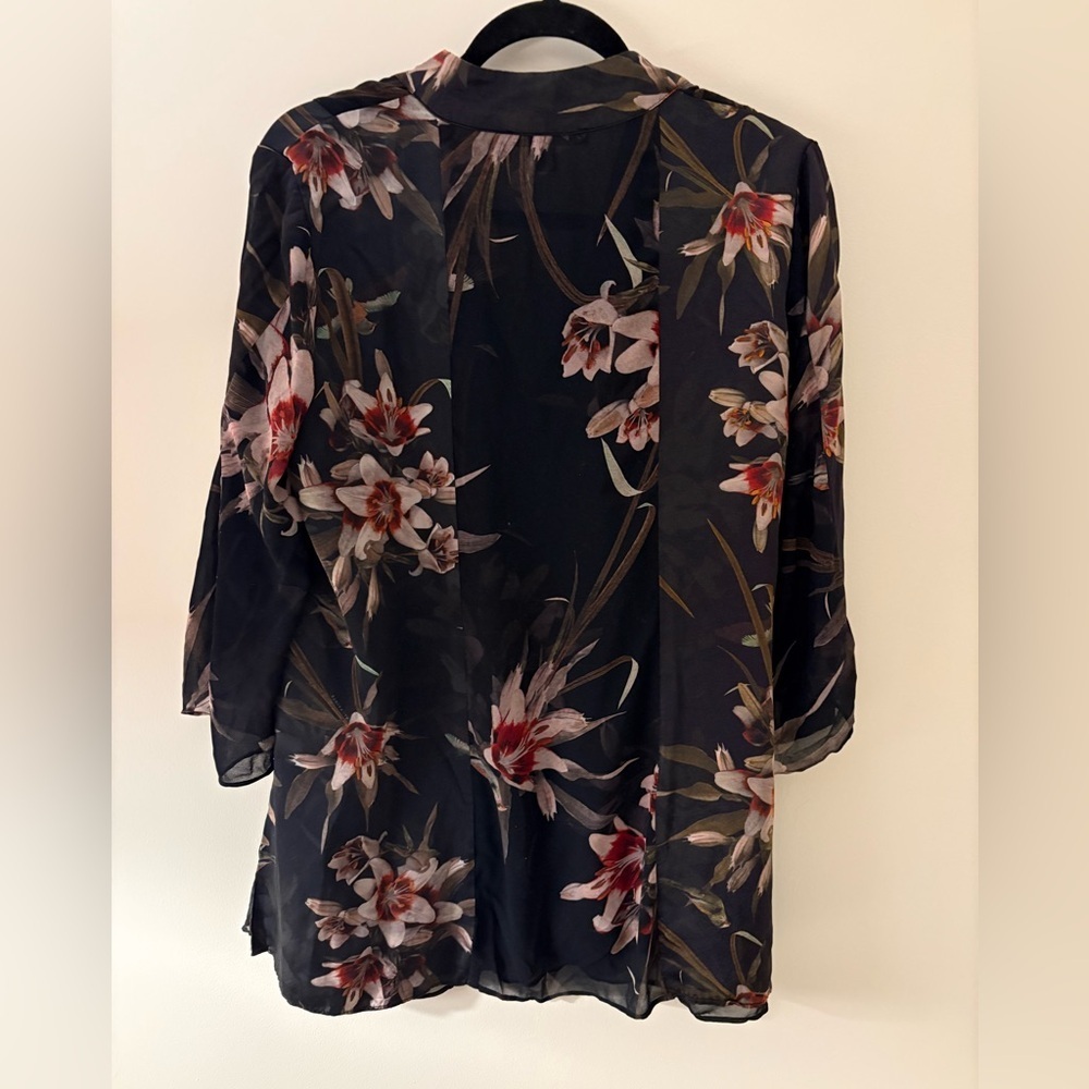 ALLSAINTS Elsie Kuroyuri Kimono Open Front Wrap Blouse Size 4 Feminine Luxury - Picture 8 of 14